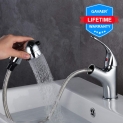 GAVAER Robinet Salle de Bain avec Douchette Extractible et Deux Modes D’écoulement D’eau,Chaude et Froide Réglable Mitigeur Lavabo, pour Salle Bain Lavabo ou Lavabo, Laiton Chromé, Garantie à Vie.