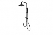 LIFA LIVING Colonne de Douche Ajustable | Ensemble Colonne de Douche Pomme de Pluie et Douchette Rectangulaire | 2 Couleurs Acier ou Noir Mate (Noir Mate)