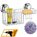 MaxHold Panier Combo Multifonctions sans Ventouse/sans Perforation – Système de Vide – Acier Inoxydable Never Rust – pour Salle de Bains et Cuisine