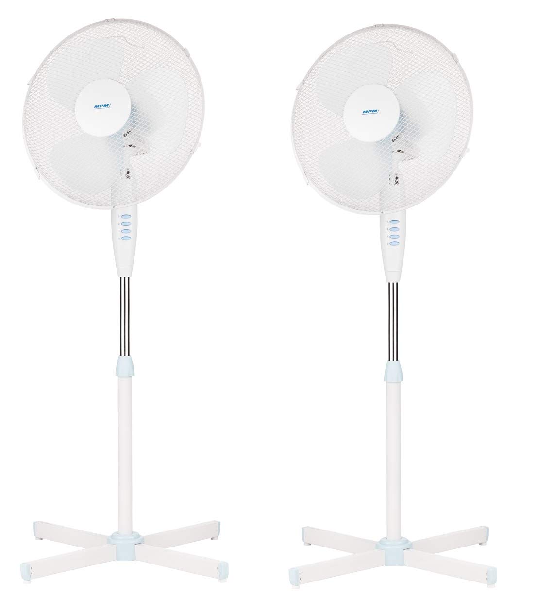 Lot de 2 Ventilateurs Sur Pied Très Silencieux, 3 Vitesses De Ventilation, Oscillant, Hauteur Ajustable, Blanc