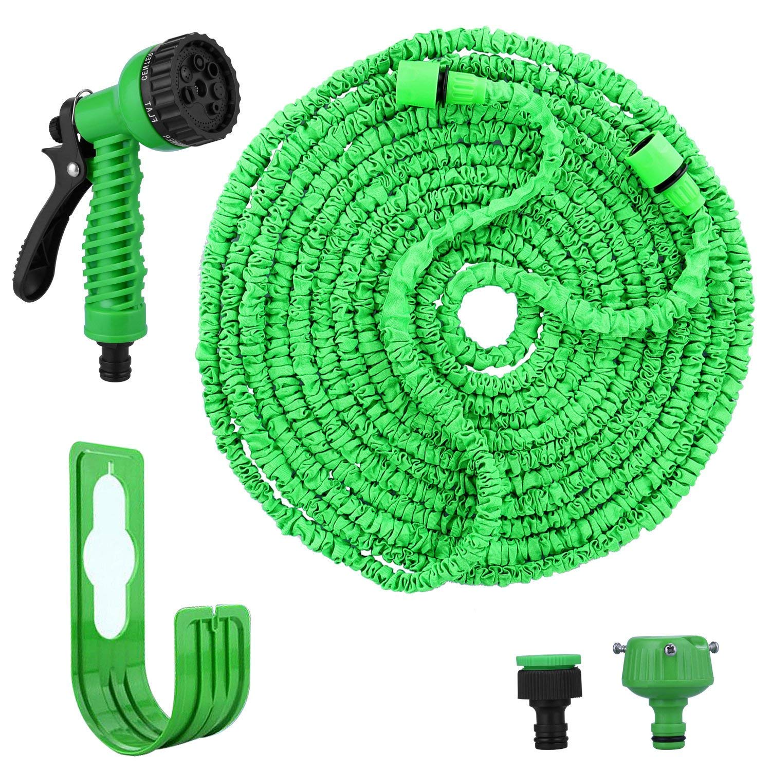 VEGKEY Tuyau d’Arrosage Extensible 30M / 100FT, Tuyau d’arrosage Rétractable, Tuyau d’arrosage Extensible Vert Extensible Rétractable avec 8 Fonction Pistolet