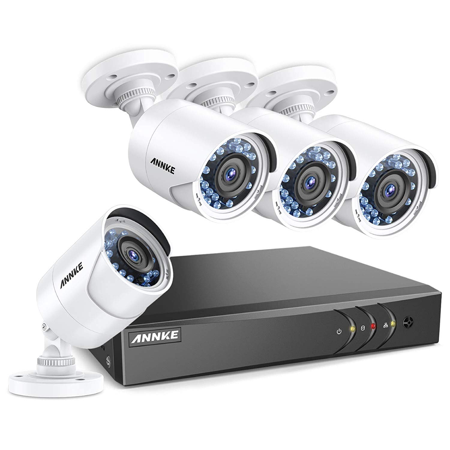 Système de sécurité ANNKE 3MP H.265+ CCTV 4 caméras 1080P DVR, alerte par courrier électronique, sans disque dur