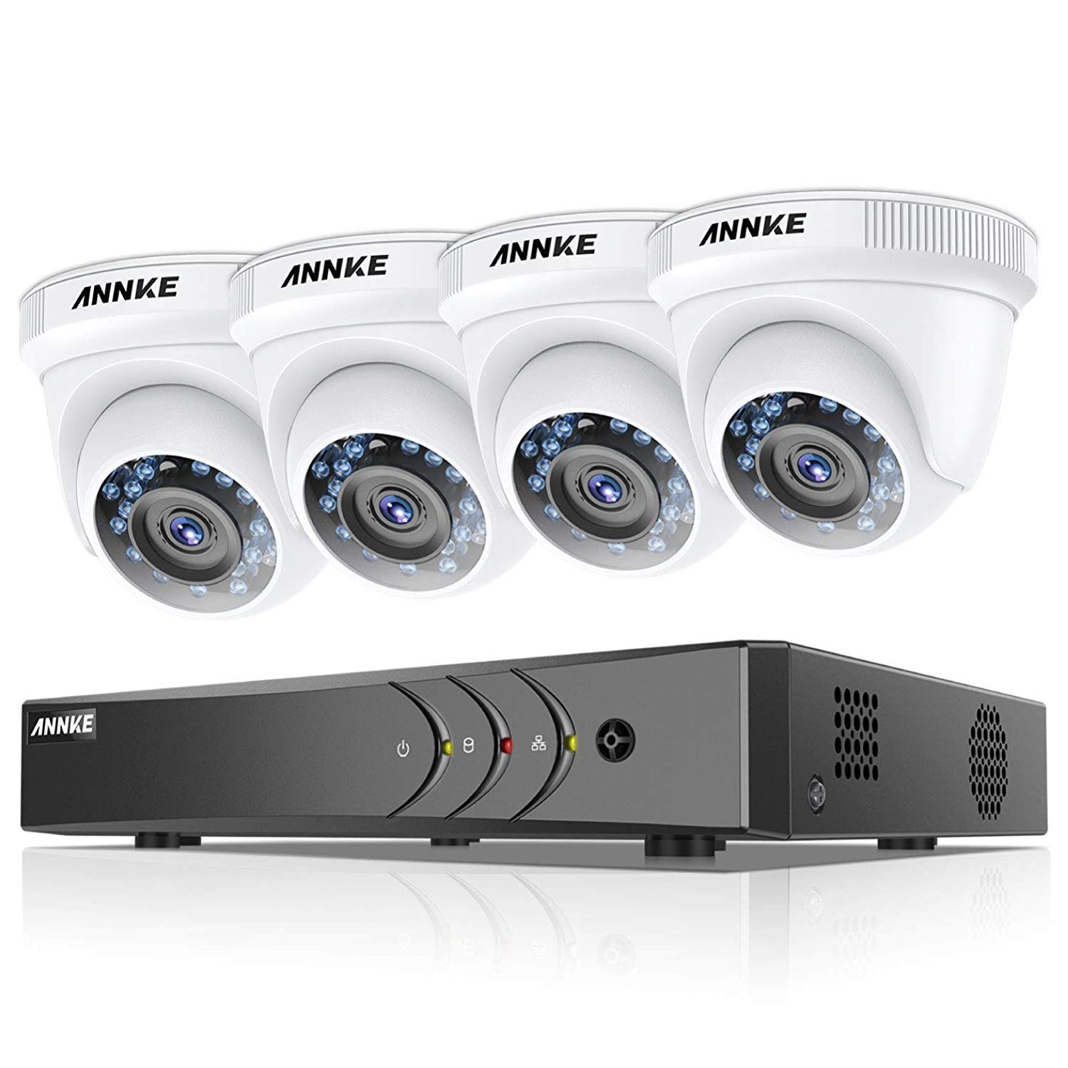 ANNKE Kit de Système de sécurité surveillance 4CH 3MP H.265+ DVR et 4 × 1080P Starlight DE-Noise FHD caméras résistantes aux intempéries Alerte par Email avec des instantanés,Sans HDD