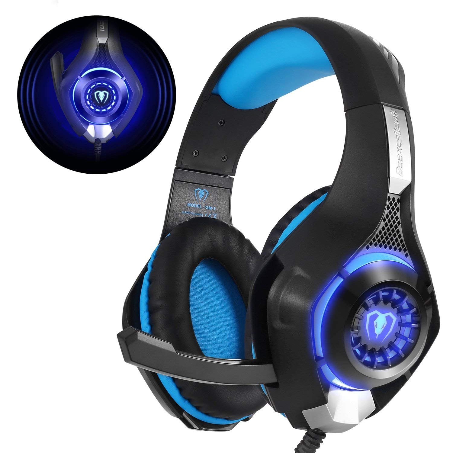 Beexcellent GM-1 Casque Gaming PS4, Casque Gamer avec Micro Premium Anti Bruit Audio Stéréo Basse avec LED Lampe Jeux Vidéo Gaming Compatible pour PC Xbox One Laptop Tablette