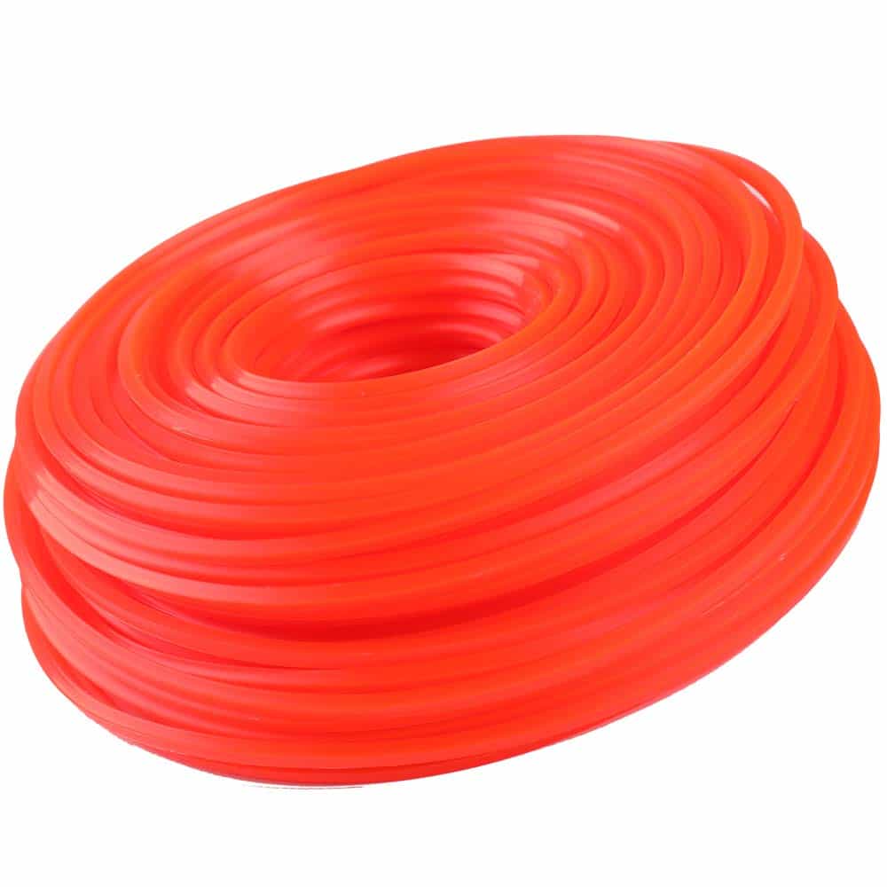 DIYARTS Corde de Coupe-Bordure en Nylon pour Coupe-Herbe et Mauvaises Herbes Ligne de Coupe-Pinceaux Accessoire pour Tondeuse à Gazon Orange (2.4mm*50m Square)