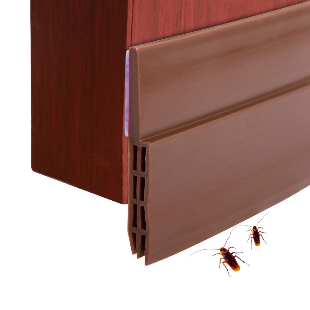 Dricar Multifonction Autocollant Bas de Porte Anti Bruit Bande d’Etanchéité 100cm Adhésif Imperméable à l’eau Isolement du Bruit Triple Limite du Passage d’air pour résister a l’eau, a Insecte, Brun