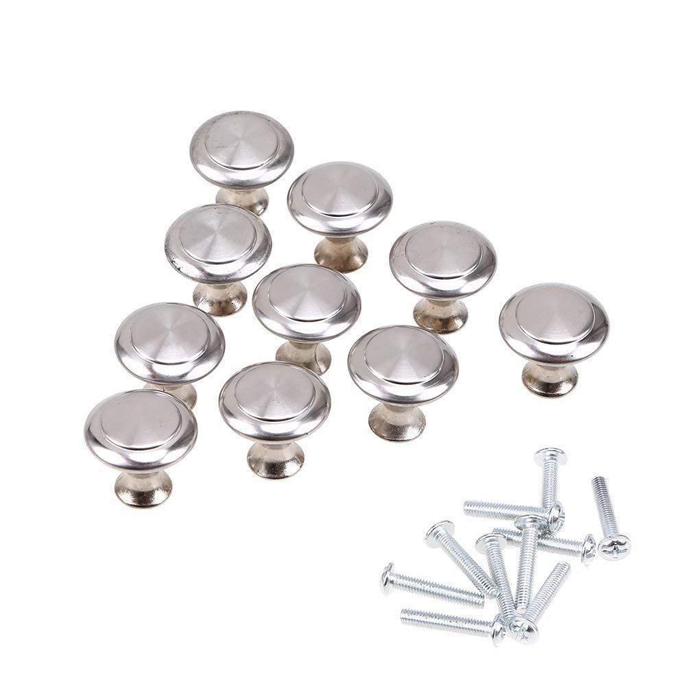 Lot de 30 boutons de tiroir en acier inoxydable. Bouton de tiroir pour meuble, armoire, porte placard. Poignée avec vis argenté de 24mm