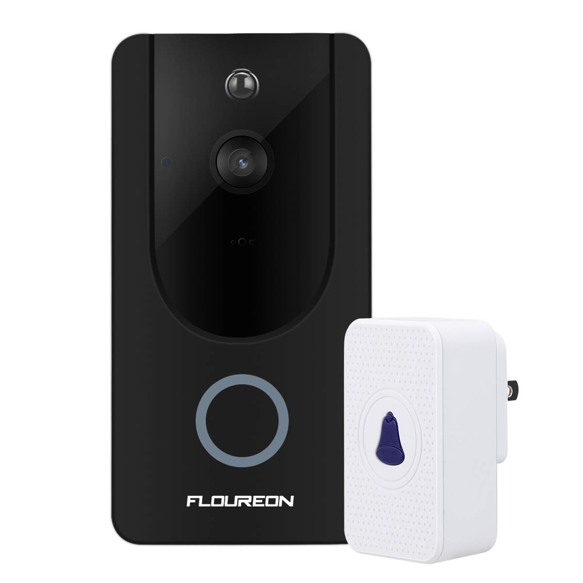 FLOUREON Sonnette Vidéo HD 720P Video Doorbell sans Fils Sonnette de Porte Interphone Détection de Mouvement PIR Vision Nocturne, Vidéo bidirectionnelles