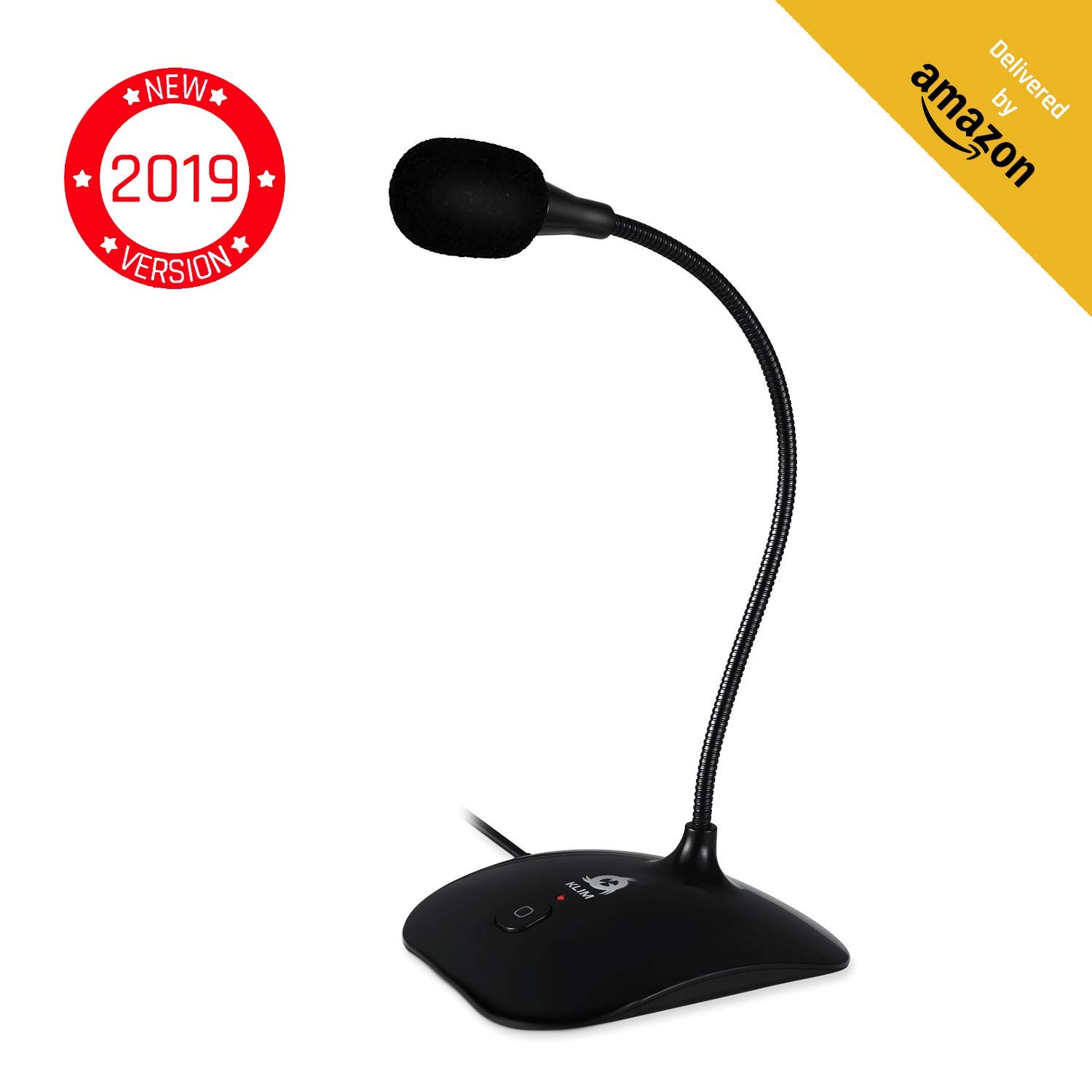 KLIM Talk – Microphone USB à Pied pour PC et Mac – Compatible avec Tout Ordinateur – Micro de Bureau Professionnel – Haute Qualité Audio – Nouvelle Version 2019 – Noir