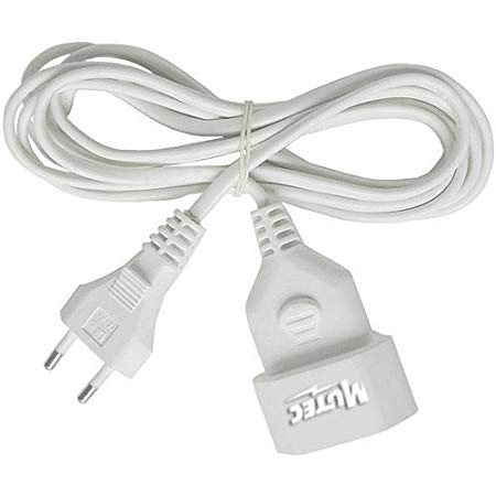 MutecPower Rallonge câble d’Alimentation électrique ménagère, 1 Prise EUROPLUG vers 1 Prise de 6 Ampère – 2 mètres