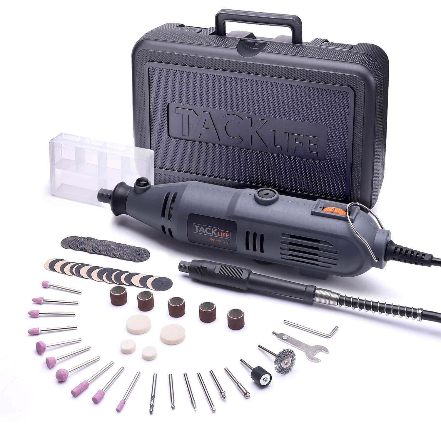 Outil de rotatif, multifonction Tacklife de 135W avec 60 accessoires,Avancé Kit Outil Rotatif Électrique Multifonction à 6 Vitesses de Rotation avec Mallette Portable pour Découper/Polir/Sculpter etc