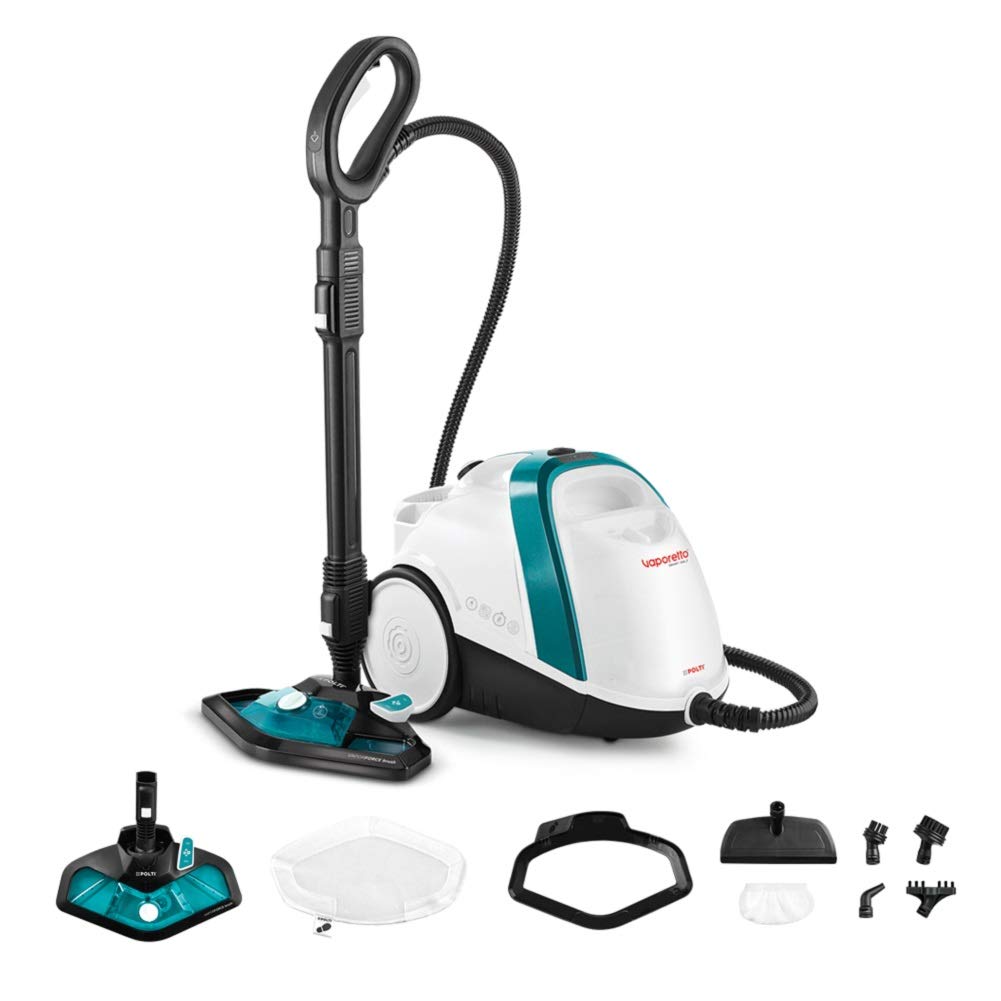 Nettoyeur vapeur Polti Vaporetto Smart 100_T. Autonomie illimitée avec remplissage d’eau continu, chaudière haute pression 4 Bar. Livrée avec 9 accessoires