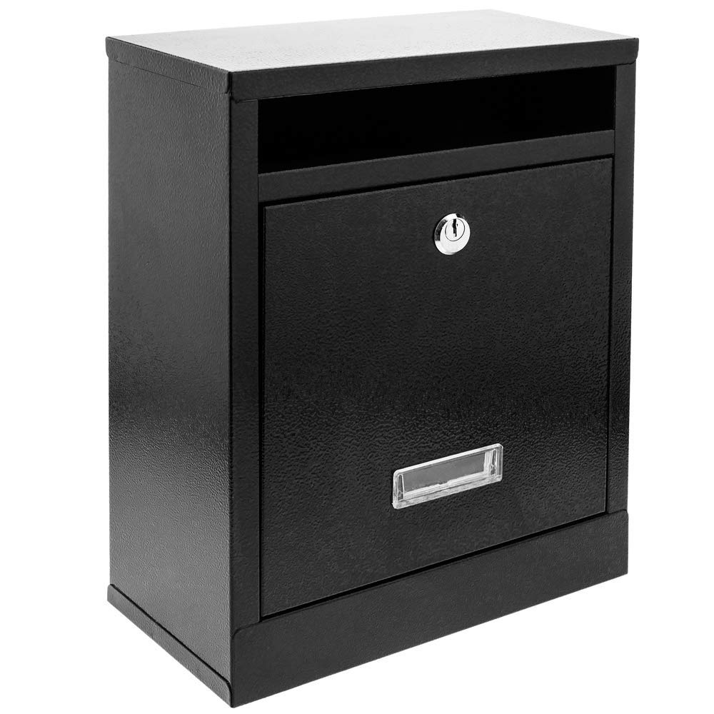 PrimeMatik – Boîte aux Lettres métallique coloré Noir pour Mur 24 x 12 x 31 cm