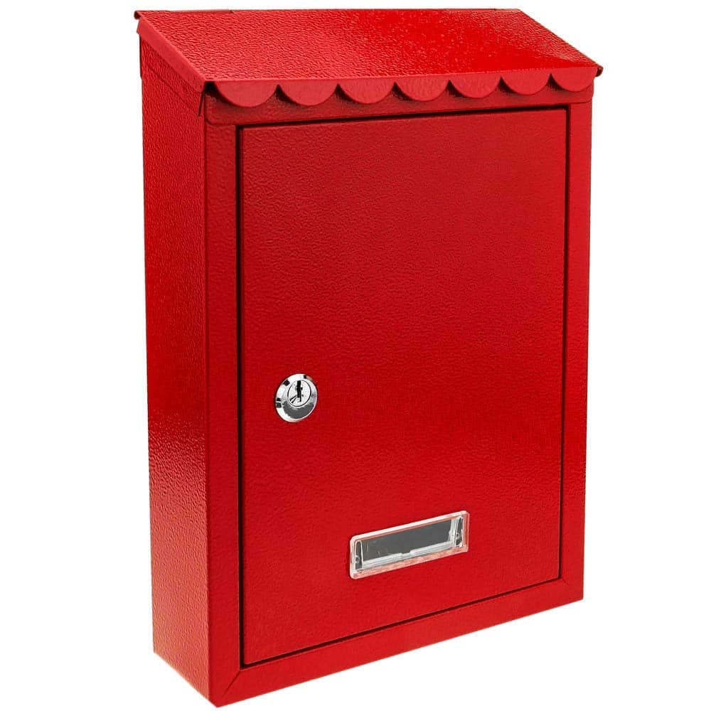 PrimeMatik – Boîte aux Lettres métallique coloré Rouge pour Mur 210 x 60 x 300 mm