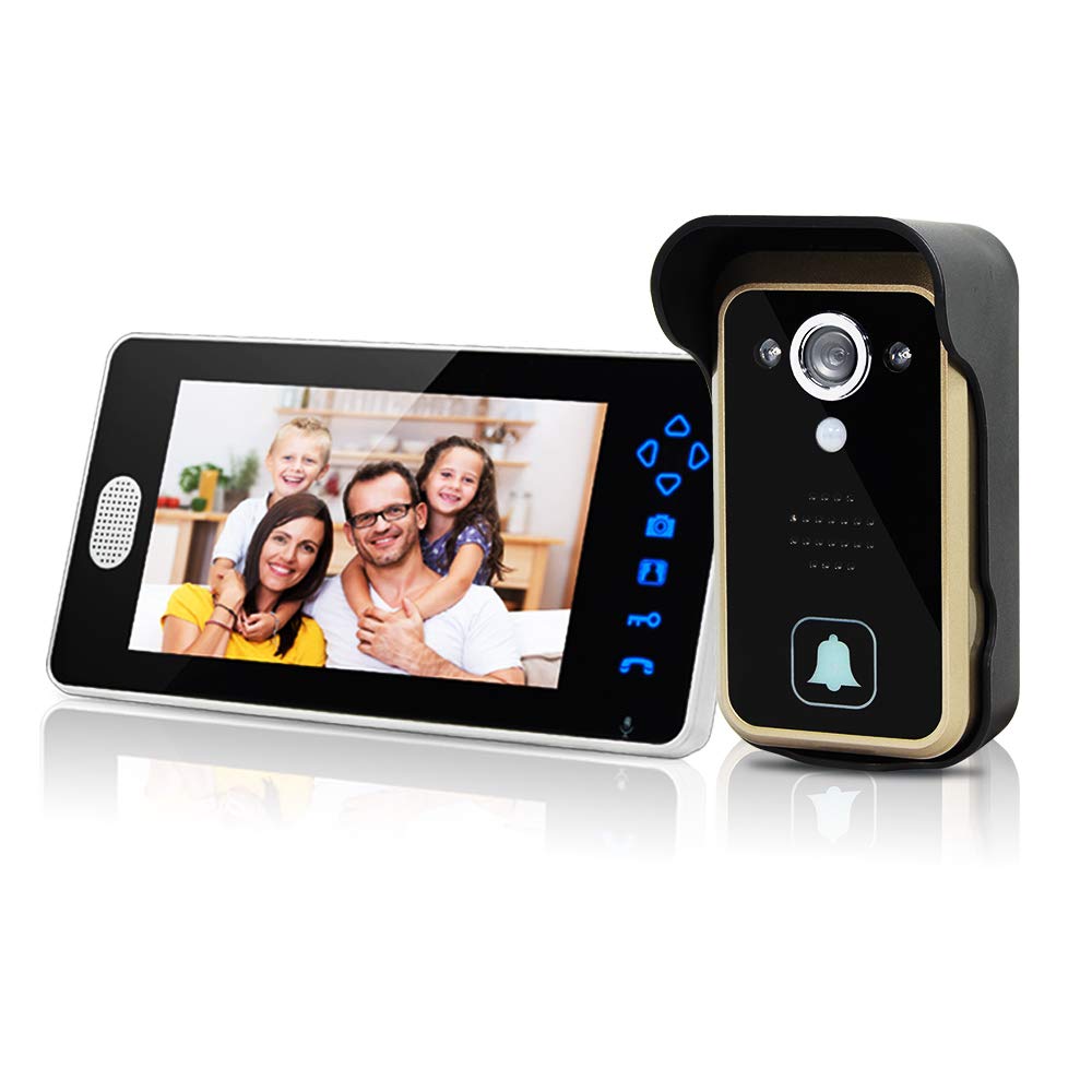 Sonnette de porte interphone et portier vidéo en couleur. Sans Fil avec mémoire d’image. 500 mètres de portée, vision sur mobile, fonction de vision nocturne,IP55,surveillance active