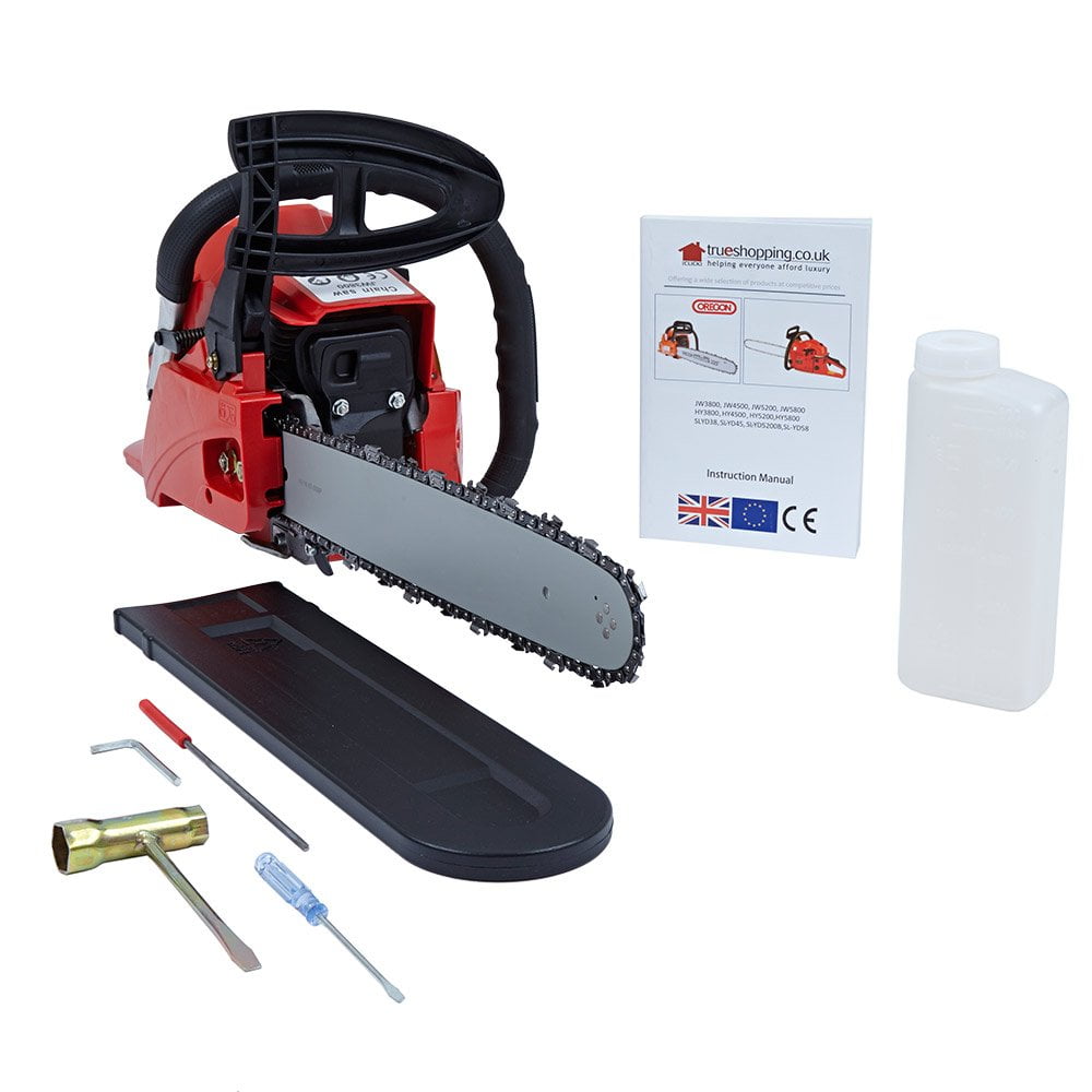 Tronçonneuse à Essence à Démarrage Facile 38cm3- Légère, Peu D’entretien et Robuste avec Barre de 16 Po- Moteur Refroidi Par Air à 2 Temps- Idéale pour Menuiserie, Exploitation Forestière et Jardinage