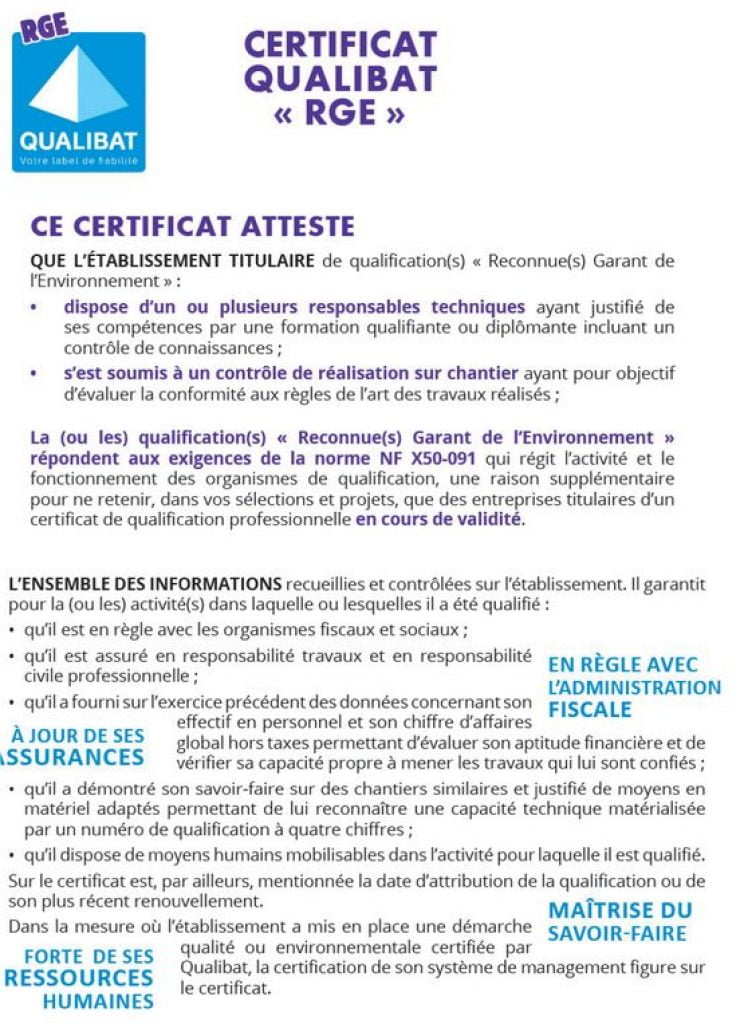 Certificat RGE