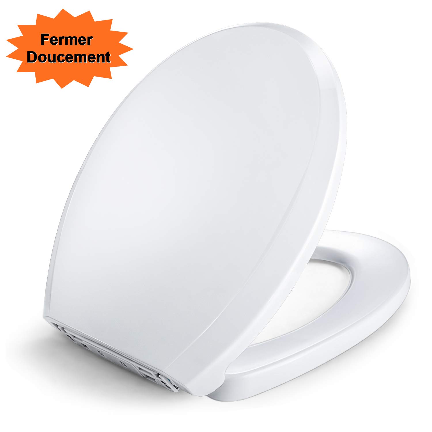 Abattant WC, Dalmo TBTS02R Siège de toilette Rond avec Blocage Rapide et pare-chocs Antidérapants Avant rond et silencieux Siège de toilette pour une installation et un nettoyage faciles