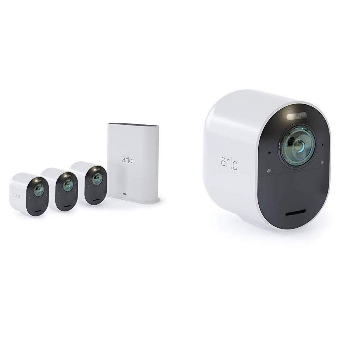 Arlo Ultra 4K – Pack de 4 Smart Caméra avec éclairage intégré – Rechargeable, sans fil, 4K HD, Audio bi-directionel, étanche, jour/nuit, compatible avec Alexa – VMS5440 -100EUS