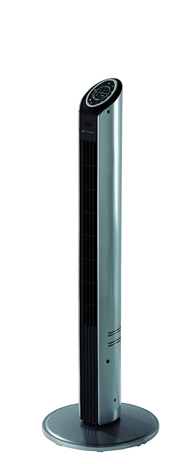 Colonne ventilateur ultra mince, modèle à oscillation, programmable. Hauteur 94 cm – Coloris : argent/noir