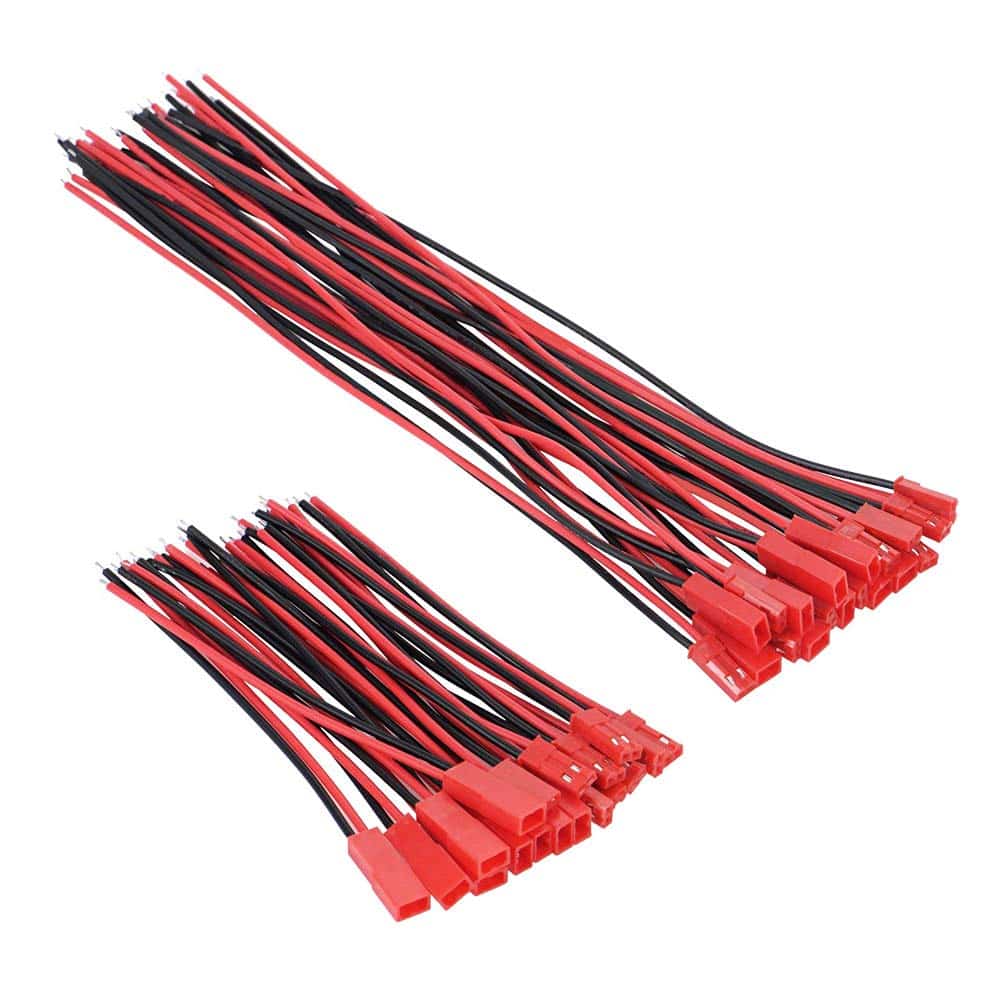 20 Paires 22AWG JST, connecteur 2 Pin mâle femelle. Connecteur de prise 100/150mm pour LED bande de lampe RC Bec, jouets, batterie