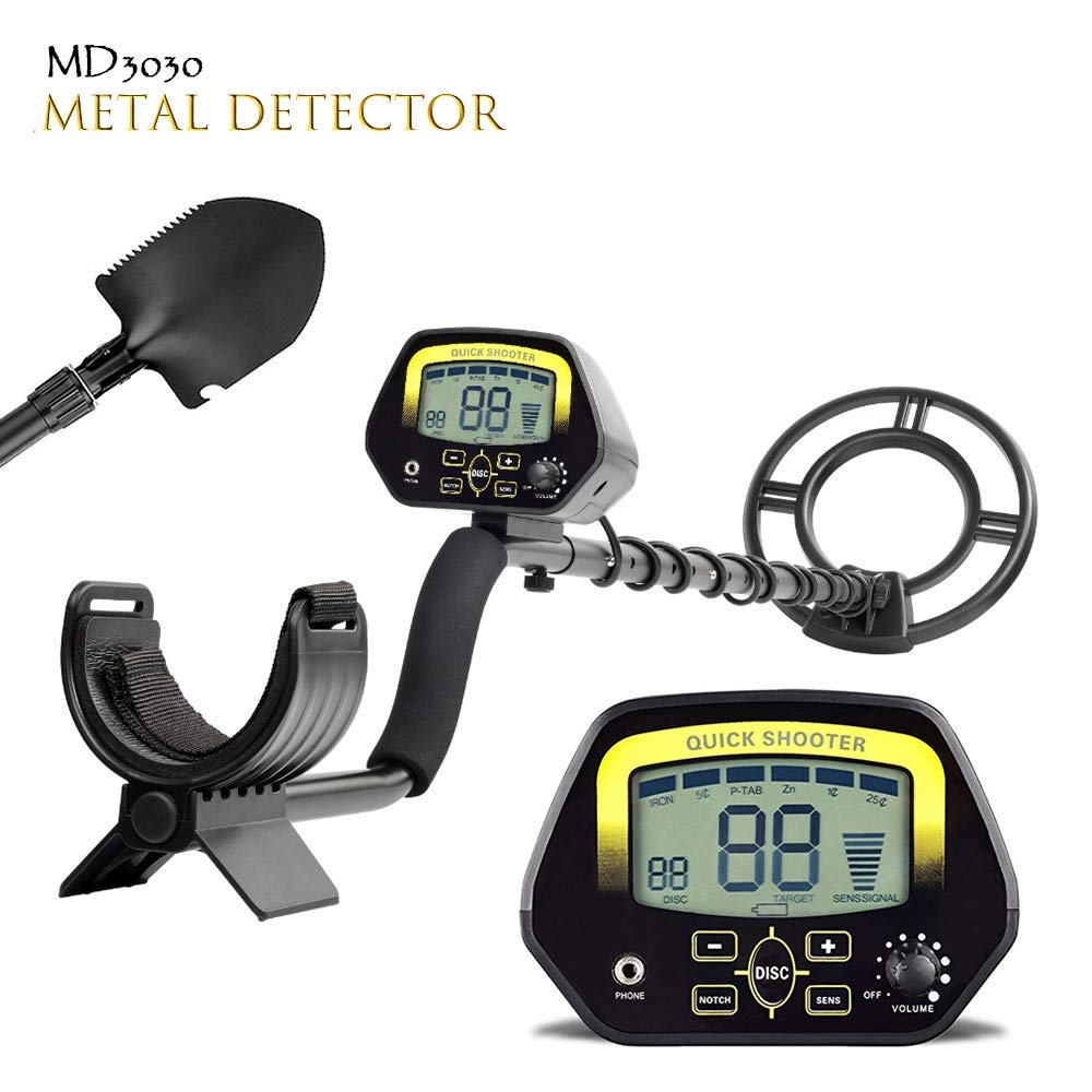 Détecteur de métaux professionnel LCD MD3030 pour prospecteur. Chasseur de trésors, d’or ou de bijoux, il peut aussi s’adapter sous des eaux peu profondes.