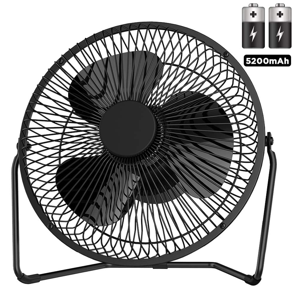 EasyAcc 9 Pouces Ventilateur avec 5200 mAh Ventilateur USB à 4 Vitesses Utilisation du Temps de 16 Heures Silencieux de 360 ° Rotation Ventilateur Portable personnelle pour Voyages Le Camping Bureau