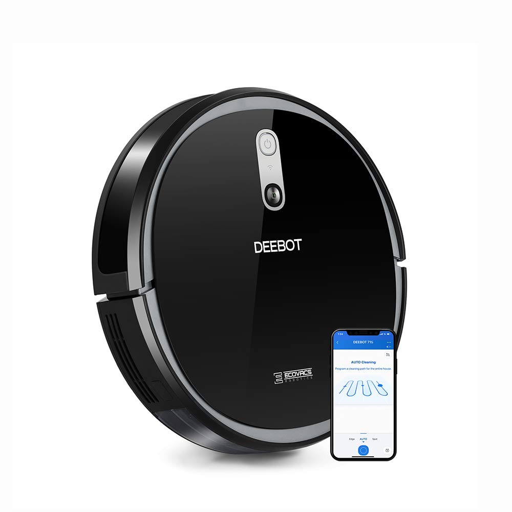 ECOVACS DEEBOT 715 – Robot intelligent aspirateur de sols, mode d’aspiration maximale, Module interchangeable 2en1 : aspiration ou lavage, contrôle via l’application ou Alexa, mise à jour OTA, noir