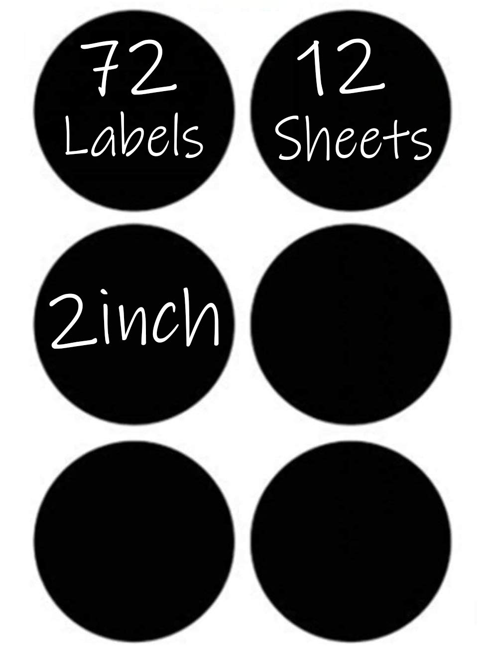 Etiquette Tableau Noir Etiquette Autocollante Réutilisable Imperméable Effaçable 12 Feuilles 72 Stickers – 2.54cm cercle