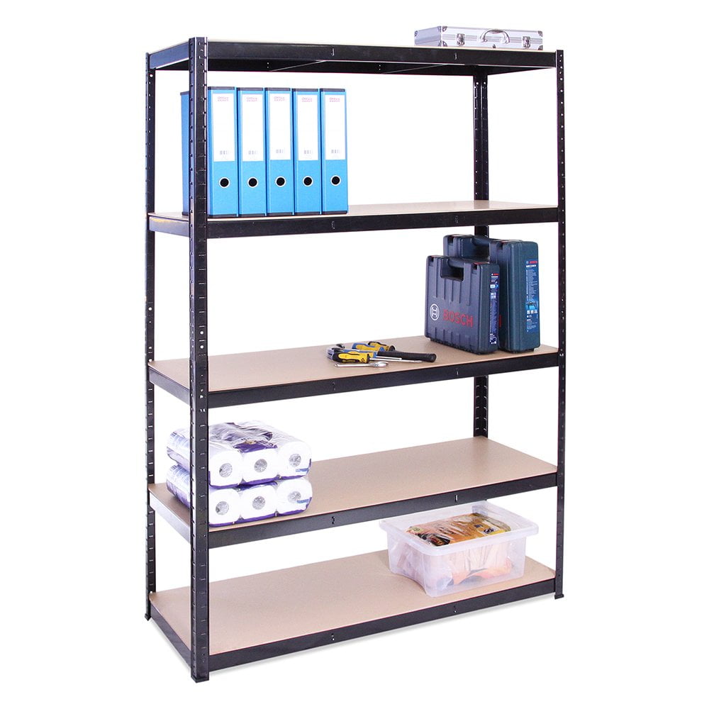 G-Rack Rangement pour Garage, 180cm x 120cm x 45cm (Noir) – 5 Niveaux, Capacité de 875kg (175kg par Étagère) – très résistant, Charge Lourde