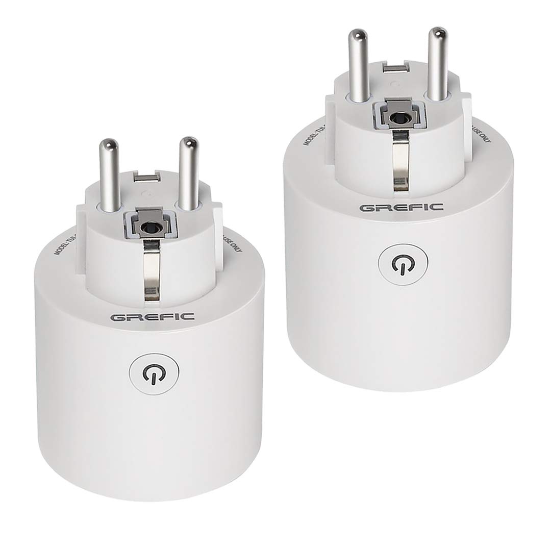 Grefic Prise Connectée WiFi Compatible avec Alexa/Google Home/IFTTT pour la Commande Vocale,aucun hub requis,Télécommande Programmable et Fonction de Minuterie via Android iOS Phone(2 pack)