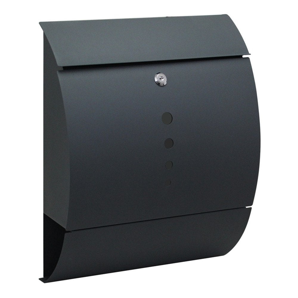 HENGMEI 305 * 96 * 335mm Boîte aux lettres à fixation murale avec Rouleau à Journaux Acier Inoxydable Verrouillable,Anthracite, Modèle B