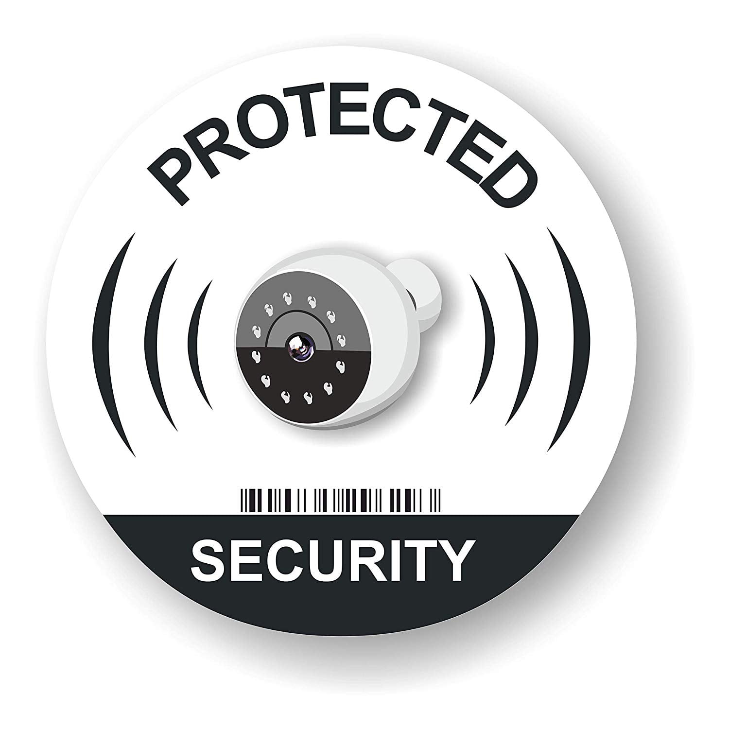 Lot de 8 autocollants caméra IP de Surveillance, 95mm. Usage extérieur et intérieur. Dissuasif pour faire fuir les Voleurs !