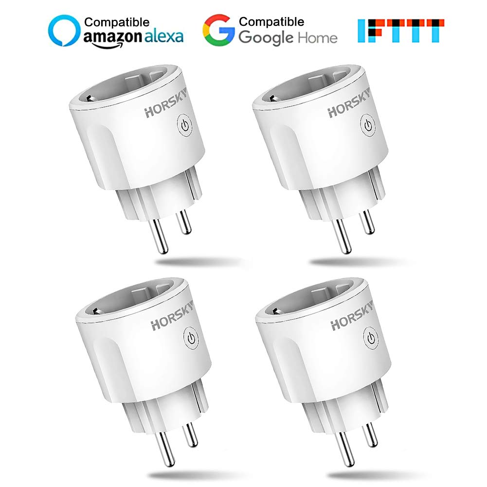 Lot de 4 Prises intelligente connectée WiFi. Compatible avec Android, iOS, Alexa. Prise de courant intelligente avec mise en veille programmable