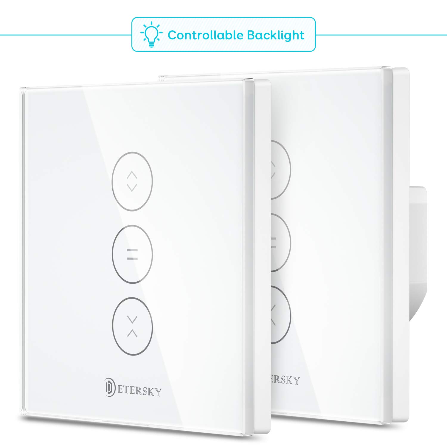 Interrupteur Volet Roulant Alexa, Etersky Interrupteur Mural de Rideau Compatible avec Alexa et Google Home, WiFi Curtain Switch Contrôlé l’APP à Distance, Timer et Partager