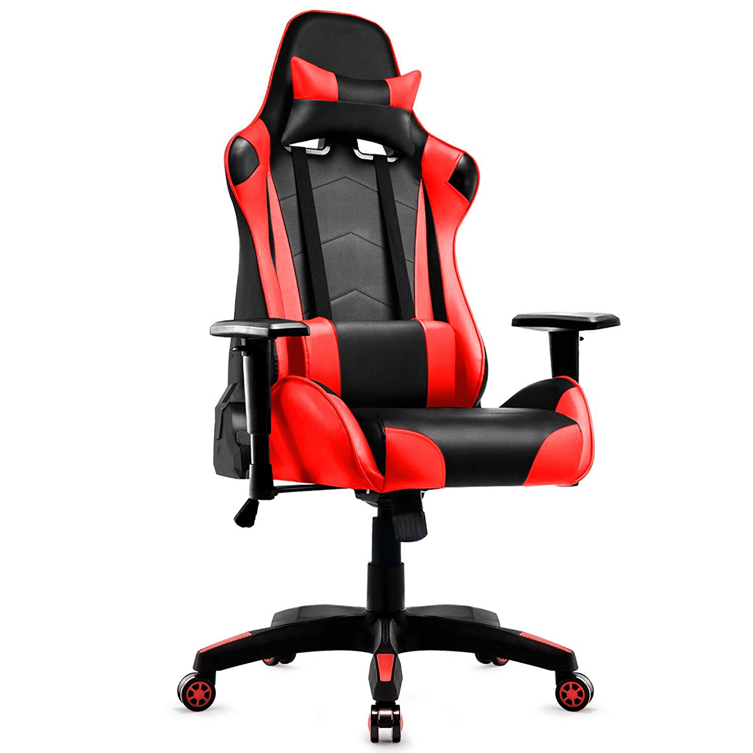 IntimaTe WM Heart Racing Chaise De Bureau Fauteuil Gamer Pro En Similicuir Inclinable 135˚ Avec Appui Tête Et Soutien Lombaire Ajustable, Rouge