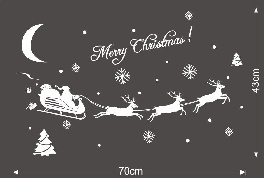 Autocollants amovibles de décorations de Noël pour la maison. “Merry christmas”, 43 X 70 cm, en PVC