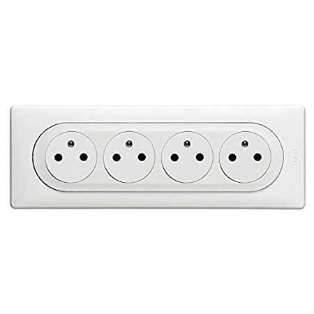 Legrand 200133 Céliane – Kit Complet 4 prises encastrables de 2 pôles avec terre précablées 230 V – Blanc – 200133
