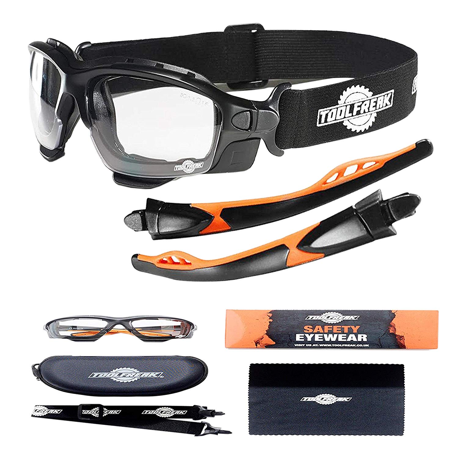 Les Lunettes de sécurité spoggles Haut de Gamme par ToolFreak,Une Combinaison Parfaite de Lunettes de sécurité et de Lunettes de Protection, lentille Claire