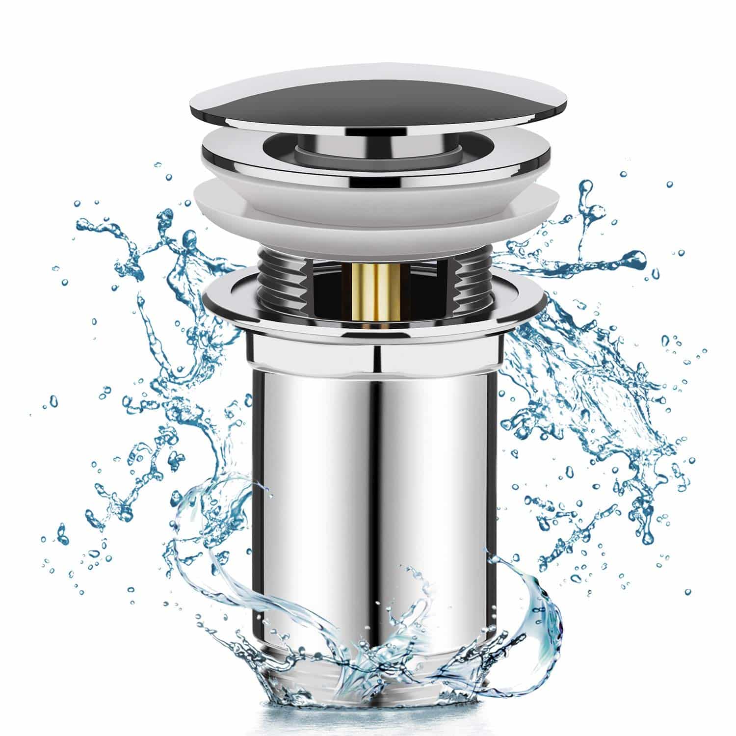 Linkax Bonde de Lavabo Système de vidage Pop-up Bonde de Vidage avec Trop-plein Universel Bonde d’écoulement pour Lavabo en Cuivre