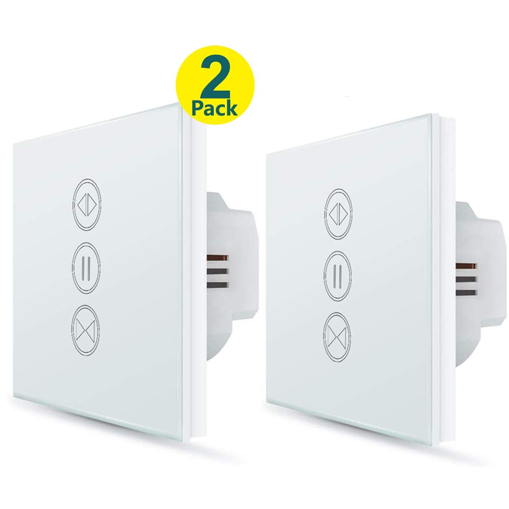Lot de 2 interrupteurs connectés WIFI de volet roulant. Compatibles avec Alexa, Google Home pour Commande Vocale, Minuterie intelligente, Moteur mural