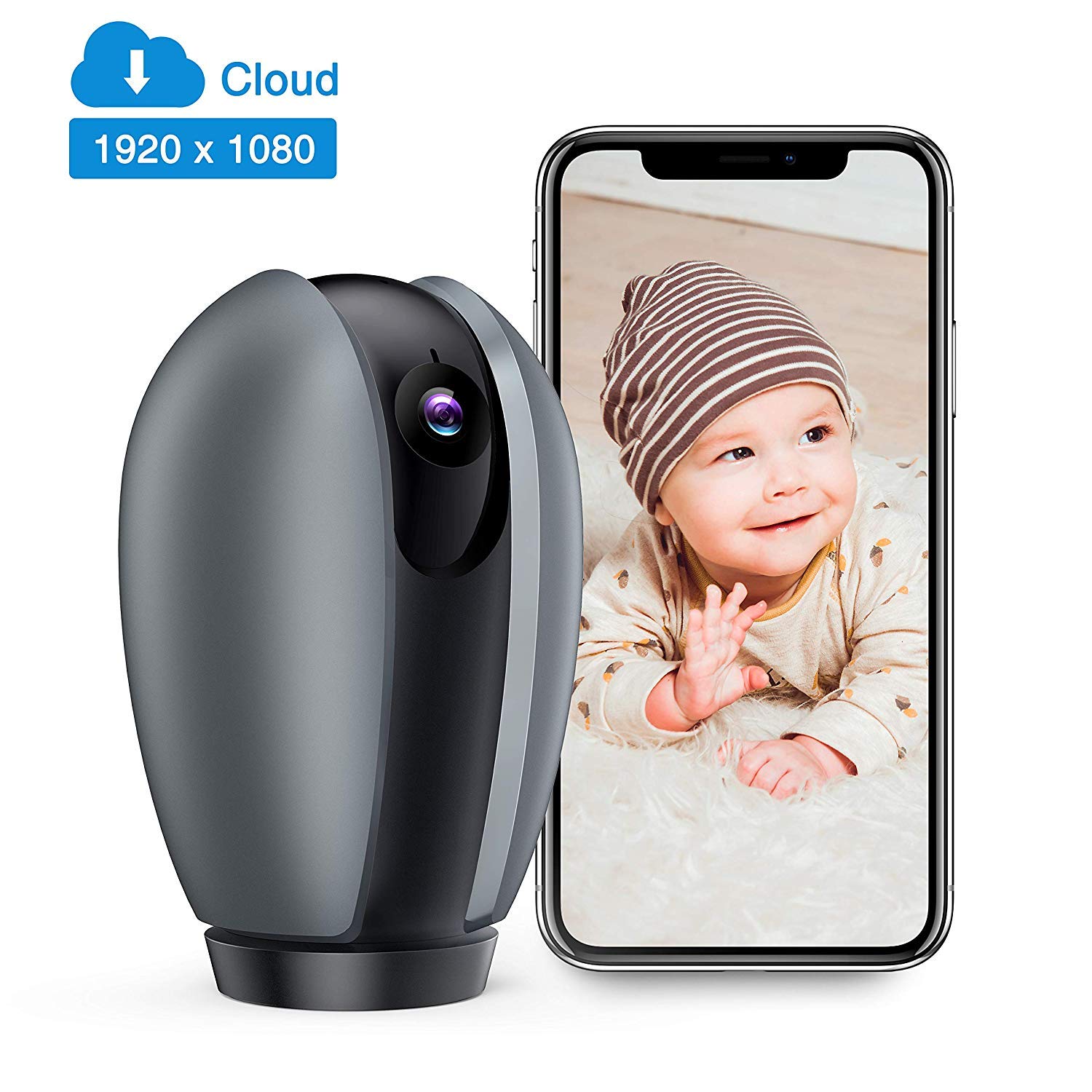 MECO ELEVERDE Caméra Surveillance WiFi 1080p Caméra IP de Sécurité HD Rotatif pour Bébé / Vieillard / Pet Caméra WiFi Interieur sans Fil Wireless Home Security Monitor avec Fonction D’alarme