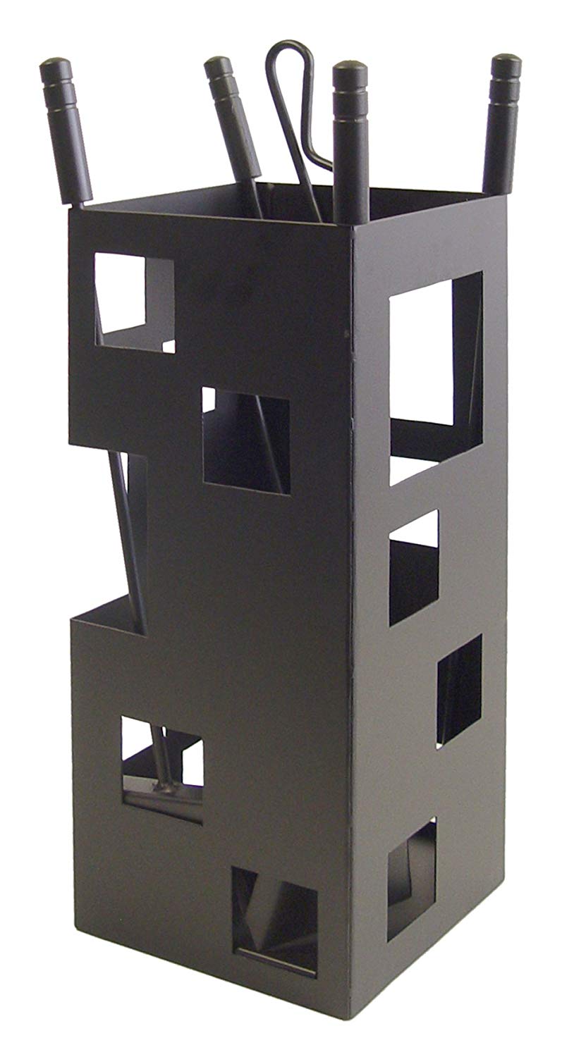 mex El Zorro 10004 Serviteur de cheminée forme carrée 50 x 20 x 20 cm avec accessoires Noir