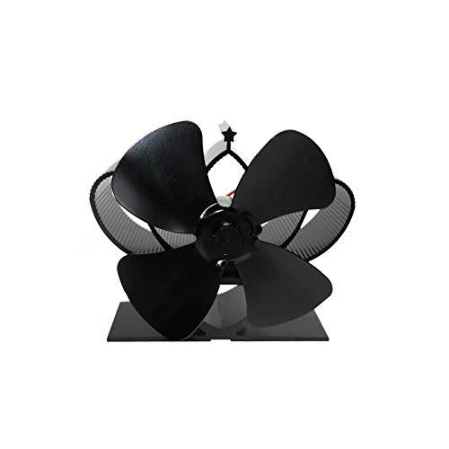 Mini Poêle Ventilateur 4 Lames Silencieux Chaleur Alimenté Poêles Bois/bûches Brûleur/cheminée/Four électrique With Thermomètre (Noir) (Ventilateur sans thermomètre)