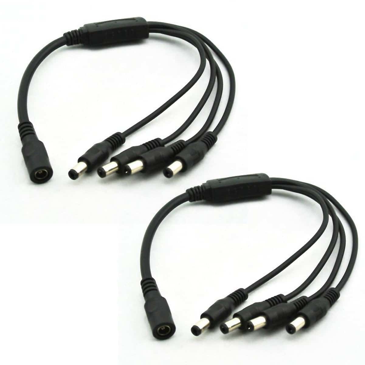 Paquet de 2 – Câble d’alimentation de diviseur d’alimentation CC 1 à 4 voies, fiche 5.5mm x 2.1mm pour caméras de vidéosurveillance