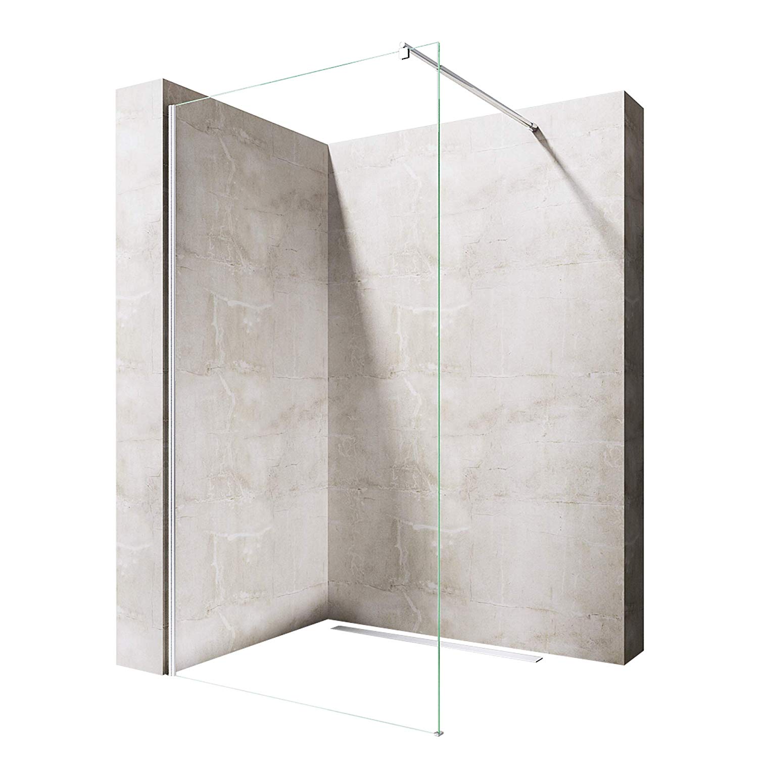 Paroi de douche pare-douche verre de securite transparent 10mm barre de stabilisation carree douche a l italienne Bremen2 140×200