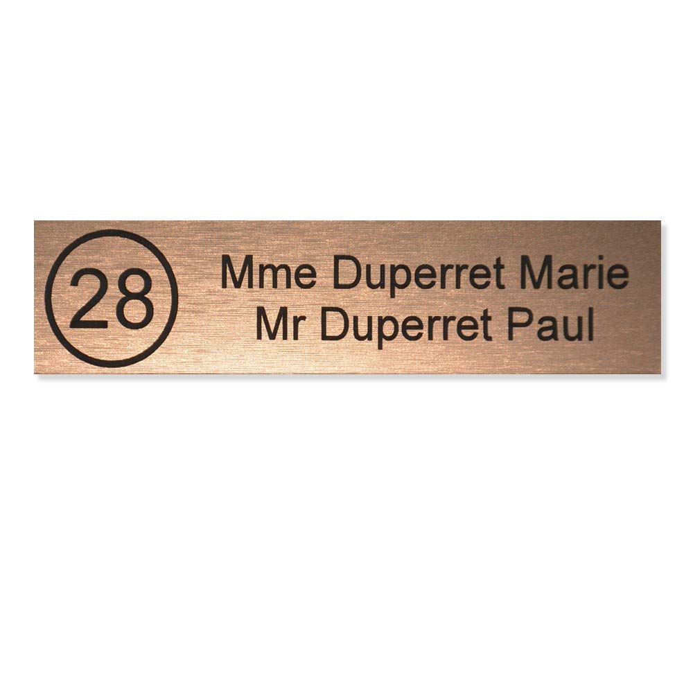 Plaque boite aux lettres NUMERO Edelen (99x24mm) cuivre lettres noires – 2 lignes