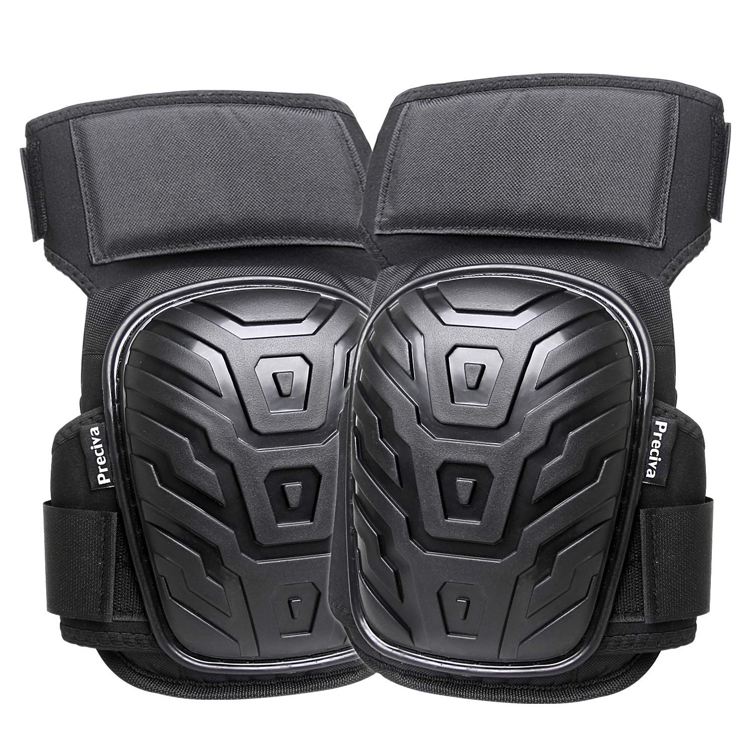Preciva Genouillères Professionnelles,Heavy Duty Genouillères Rembourrage en Mousse avec Coussin en Gel Confortables et Sangles Réglables pour Travailler, Gardning et Construction