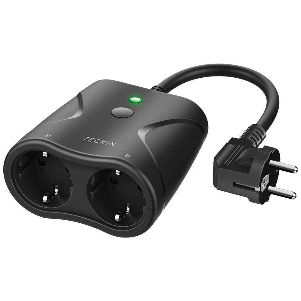 Prise électrique connectée. Etanche, intelligente, idéale pour l’extérieur. 16A, 4000W. Prise WiFi 2 ports Smart. Avec télécommande et commande vocale. Compatible avec Amazon Alexa, Google Home et IFTTT