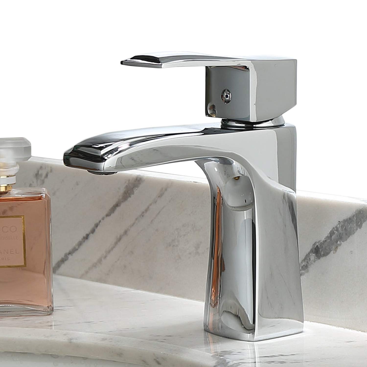 Robinet Salle Bain Mitigeur Lavabo Chromé Robinet Lavabo en Laiton Monotrou Sur Plage Robinetterie Salle de Bains Hauteur sous Bec 110mm